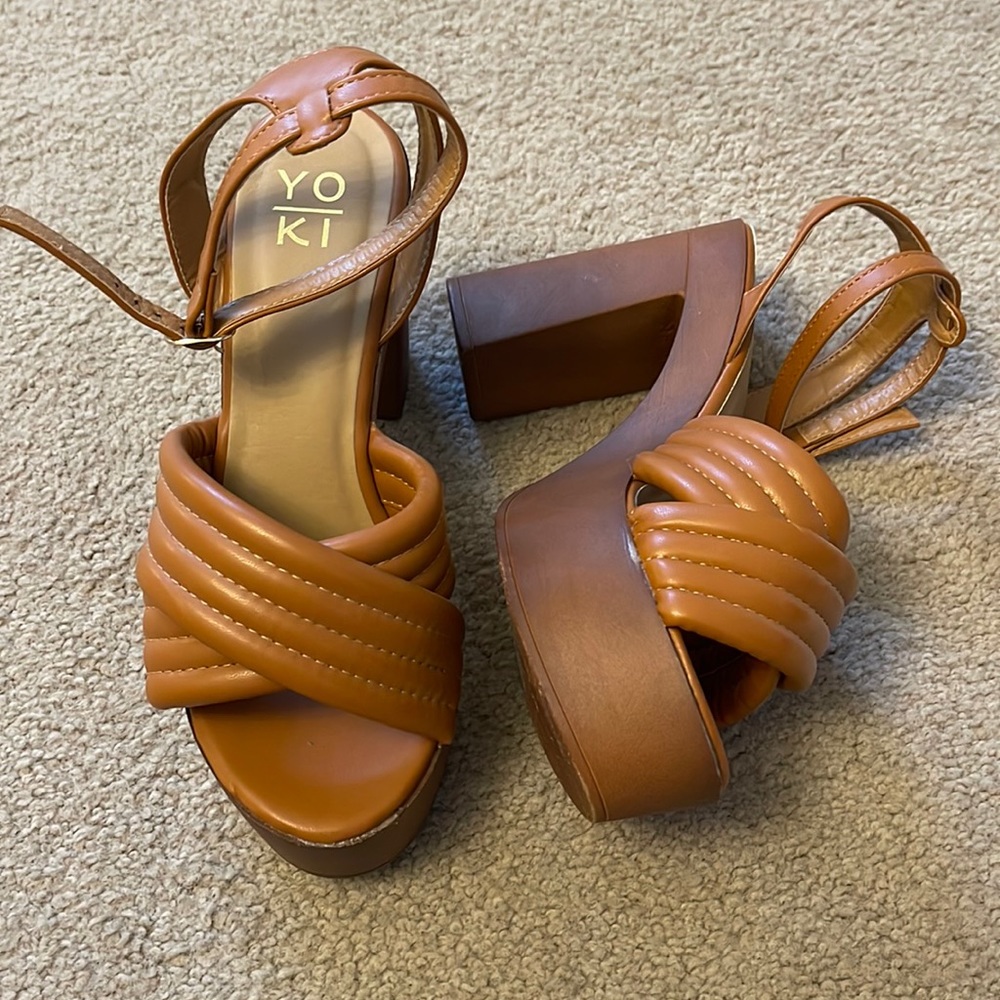 Cognac Platform Sandals
